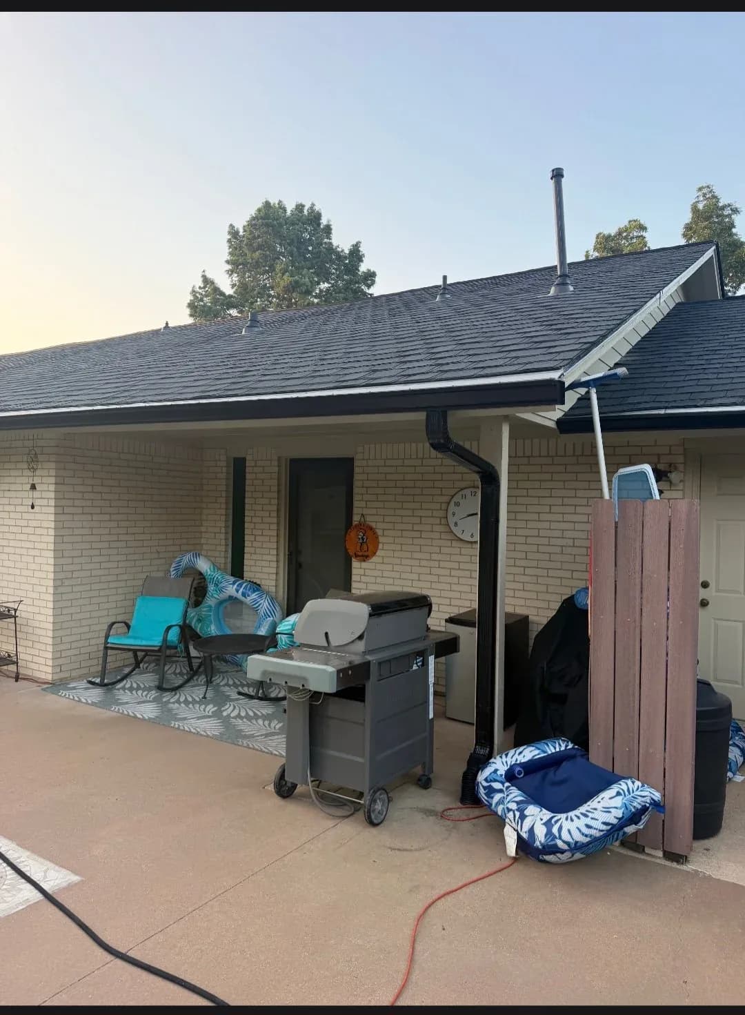 New gutters over a back patio